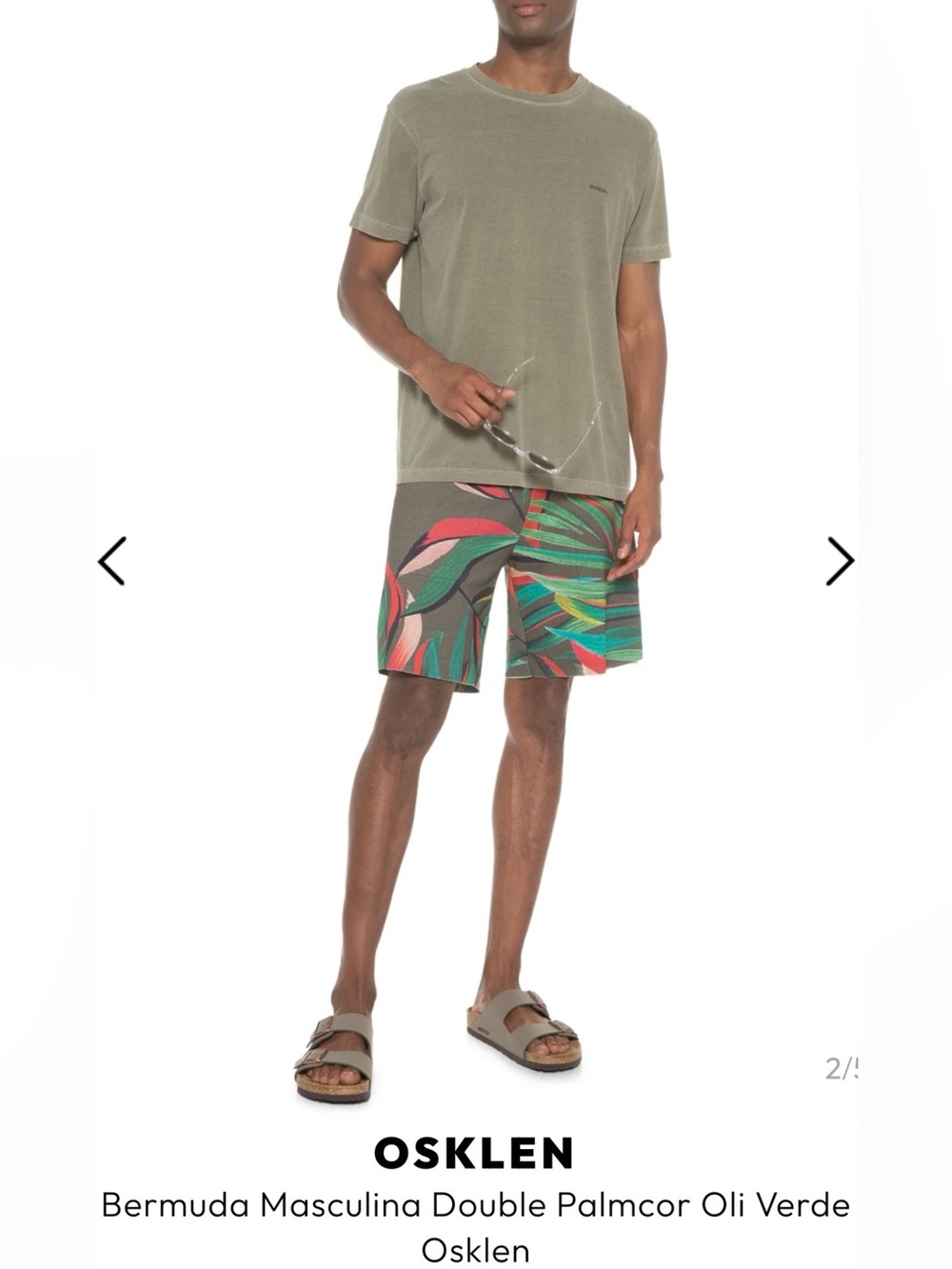 Osklen Men's Olive Green Palm-Print Hybrid Shorts